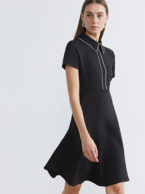 LCW Comfort Bebe Yaka Taşlı A Kesim Mini Elbise - S6K370Z8-CVL