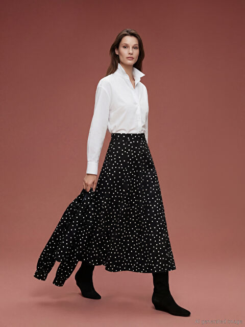 LCW Modest Beli Fermuarlı Puantiyeli Kloş Etek - S6K376Z8-LQJ