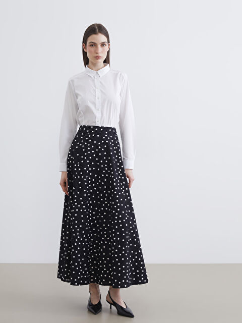 LCW Modest Beli Fermuarlı Puantiyeli Kloş Etek - S6K376Z8-LQJ