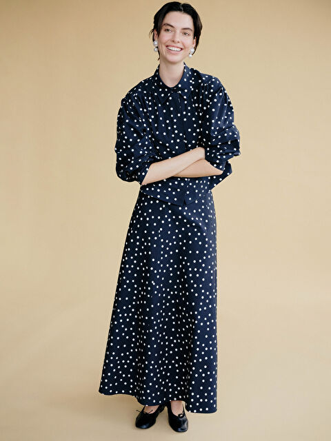 LCW Modest Beli Fermuarlı Puantiyeli Kloş Etek - S6K376Z8-LQJ