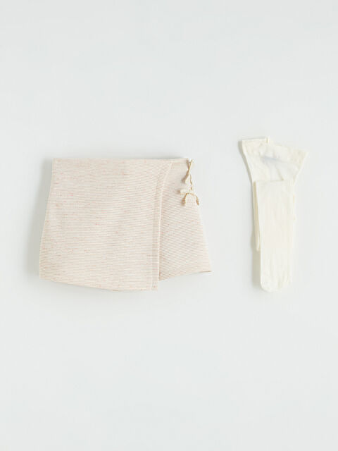 LCW Kids Çizgili Kız Çocuk Şort Etek ve Külotlu Çorap - S6K383Z1-LKK