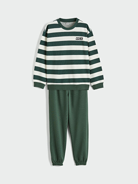 LCW Kids Bisiklet Yaka Çizgili Erkek Çocuk Sweatshirt ve Eşofman Altı - S6K386Z4-LFT