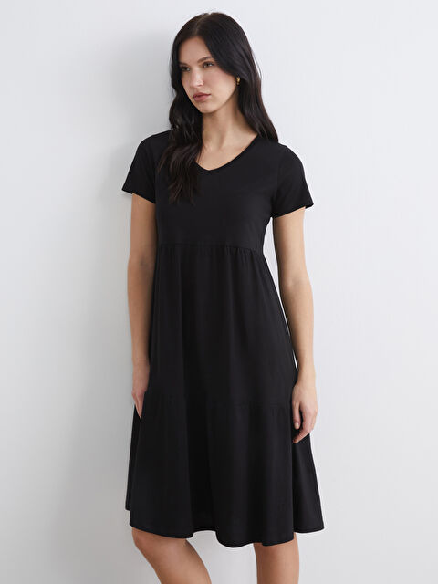 LCW Comfort V Yaka Büzgülü Elbise - S6K400Z8-CVL