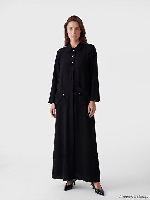 LCW Grace Büyük Beden Gömlek Yaka Kadın Ferace - S6K405Z8-CVL