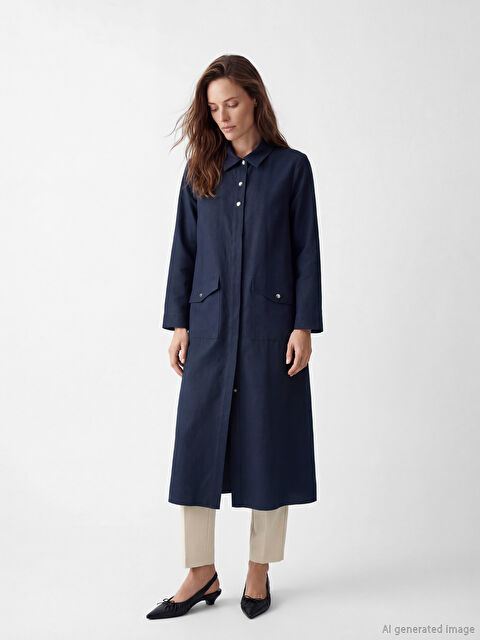 LCW Grace Büyük Beden Gömlek Yaka Kadın Ferace - S6K405Z8-E1J