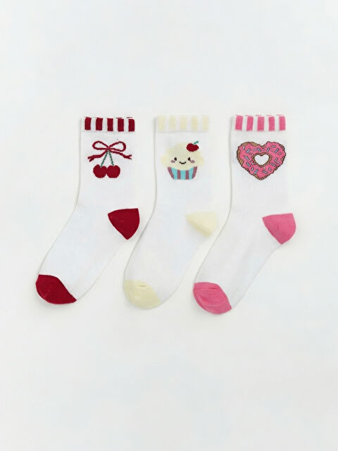 LCW ECO Kız Çocuk Desenli Soket Çorap 3'lü - S6K410Z4-J5E