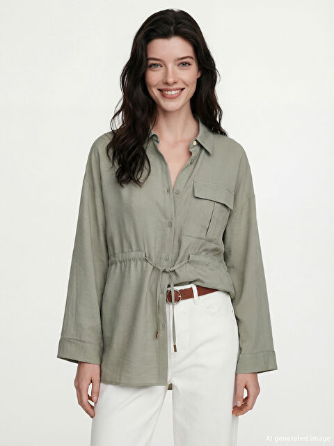 LCW Comfort Bağlama Detaylı Büzgülü Kadın Gömlek - S6K433Z8-HRV