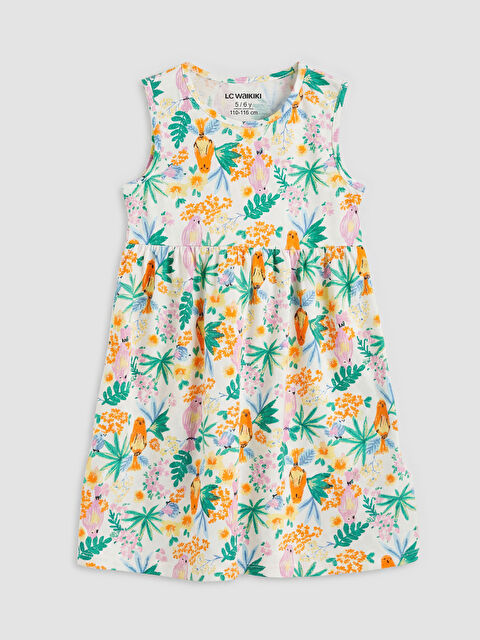 LCW Kids Kız Çocuk Baskılı Penye Elbise - S6K462Z1-LRR