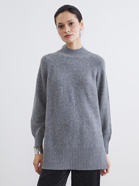 LCW Modest تونیک تریکۆی ئۆڤەرسایز یه‌خه‌ی نیوەگەردەنبەند بۆ ژنان - S6K522Z8-D5M