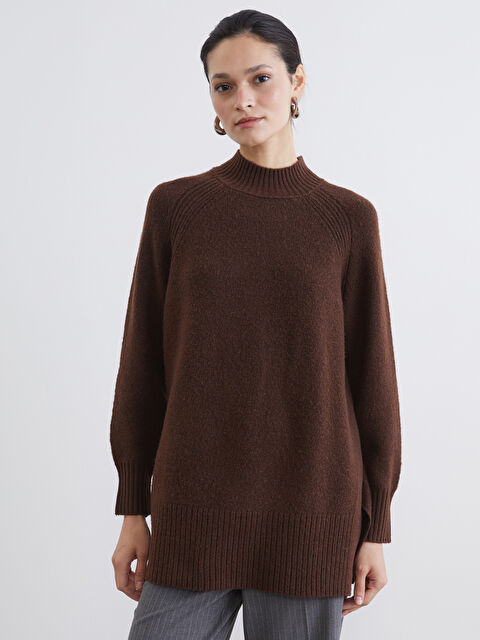 LCW Modest Half Turtleneck Oversize Women's Knitwear Tunic