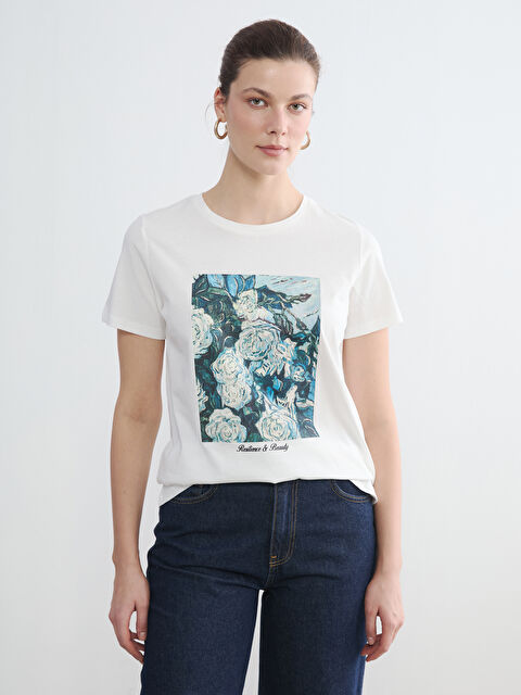 LCW EVERYDAY Bisiklet Yaka Baskılı Kadın Tişört - S6K596Z8-R9J