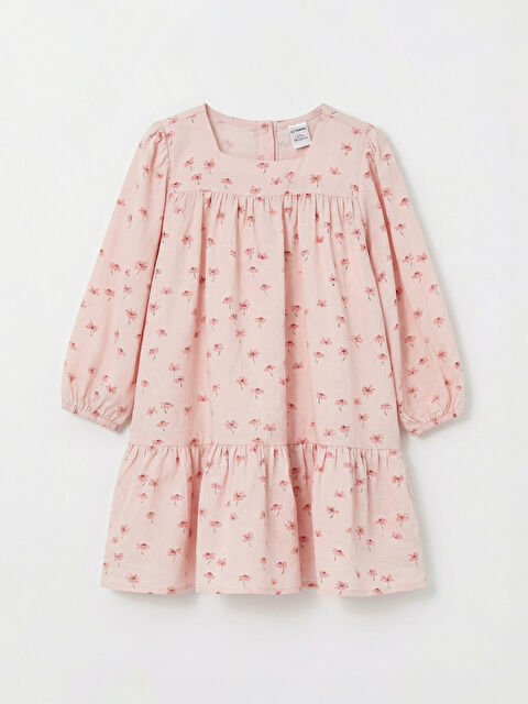 LC WAIKIKI Kare Yaka Çiçekli Kız Çocuk Elbise - S6K670Z1-LT4