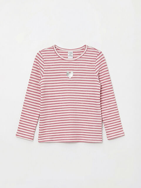LCW baby Çizgili Bisiklet Yaka Kız Çocuk Tişört - S6K692Z1-LHF