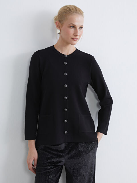 LCW Grace Bisiklet Yaka Kadın Triko Hırka - S6K697Z8-CVL