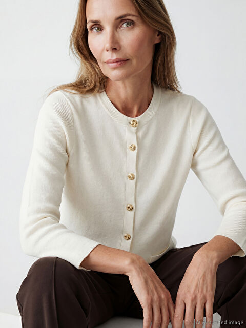 LCW Grace Bisiklet Yaka Kadın Triko Hırka - S6K697Z8-EEW