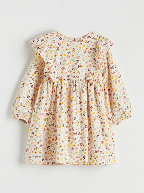 LCW ECO Çiçek Desenli Fırfırlı Kız Çocuk Pamuklu Elbise - S6K725Z1-LRB