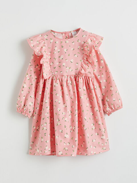 LCW ECO Çiçek Desenli Fırfırlı Kız Çocuk Pamuklu Elbise - S6K725Z1-LT4
