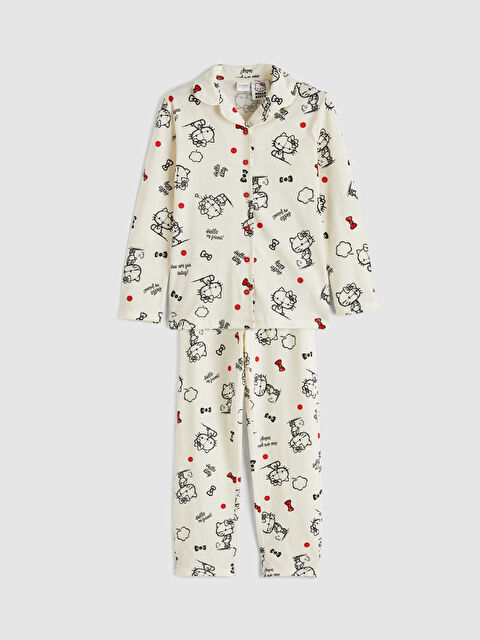 LCW Kids Gömlek Yaka Hello Kitty Baskılı Kız Çocuk Pijama Takım - S6K731Z4-LRB