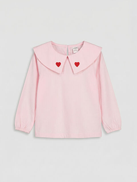 LCW ECO Bebe Yaka Nakışlı Kız Bebek Uzun Kollu Tişört - S6K742Z1-JH4