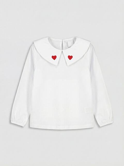 LC WAIKIKI Kalp Nakışlı Kız Çocuk Penye Tişört - S6K742Z1-J5E