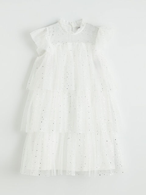 LCW Kids Fırfır Yaka Kız Çocuk KatKat Tütü Elbise - S6K746Z4-LRA