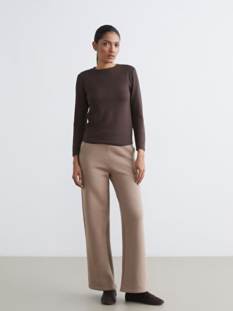 LCWAIKIKI Basic Beli Lastikli Geniş Paça Kadın Kalın Eşofman Altı - S6K765Z8-GMW