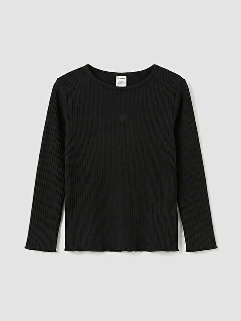 LCW Kids Bisiklet Yaka Kalp Nakışlı Kız Çocuk Tişört	 - S6K800Z1-CVL