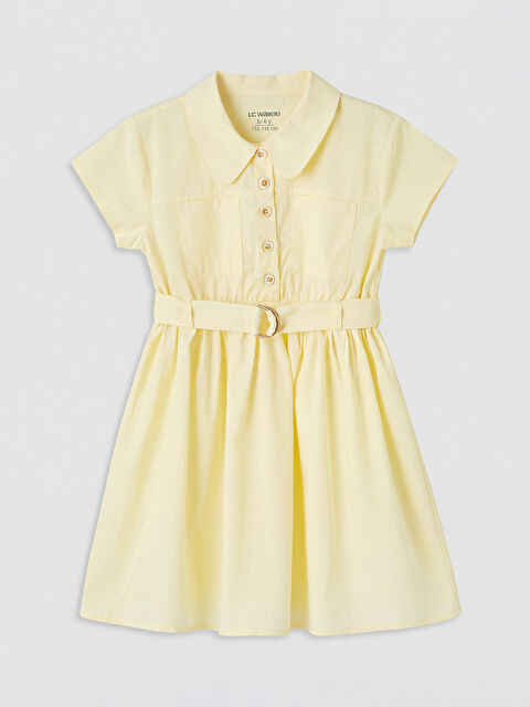 LCW Kids Gömlek Yaka Kız Çocuk Poplin Elbise ve Kemer