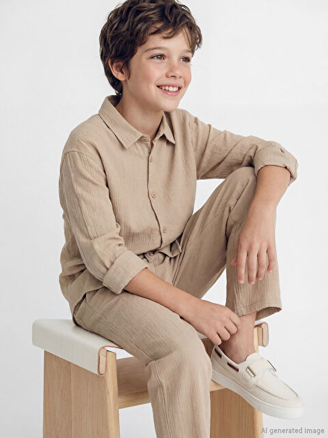 LCW Kids Uzun Kollu Erkek Çocuk Poplin Gömlek - S6K849Z4-QZT