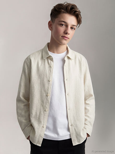 LCW Kids Uzun Kollu Erkek Çocuk Poplin Gömlek