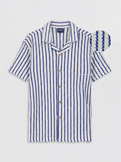 LCW Kids Çizgili Dokulu Erkek Çocuk Gömlek