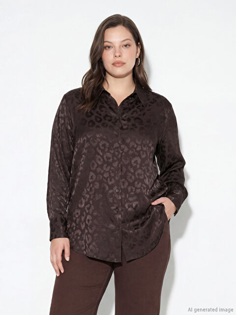 LCW Modest Desenli Saten Kadın Gömlek Tunik - S6K861Z8-HEC