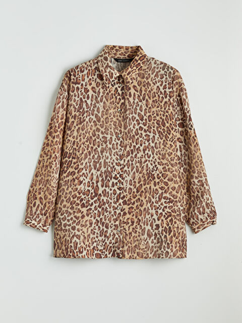LCW Modest Leopar Desenli Kadın Gömlek Tunik - S6K863Z8-LQY