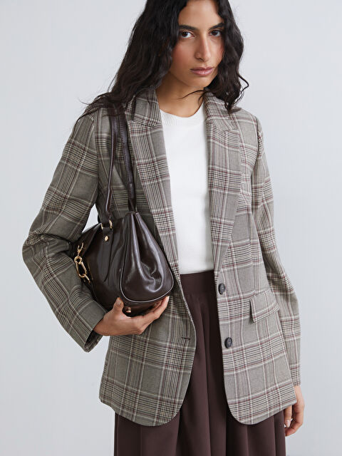 LCW Modest Ekose Kadın Blazer Ceket - S6K871Z8-LLL