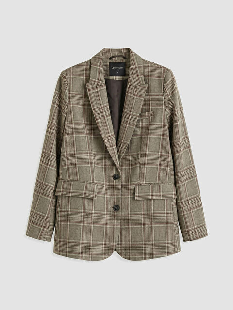LCW Modest Ekose Kadın Blazer Ceket - S6K871Z8-LLL