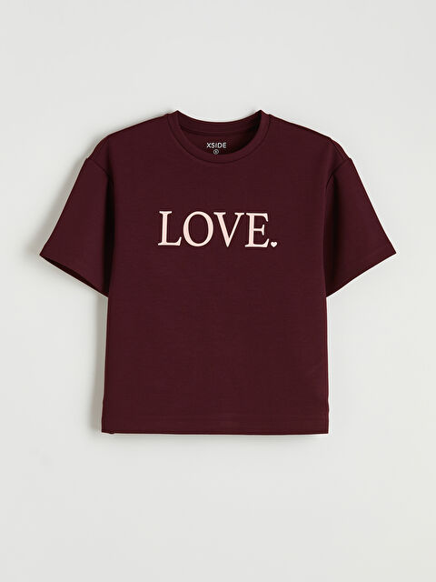 XSIDE Yazı Baskılı Soft Touch Kadın Tişört - S6K897Z8-YHR