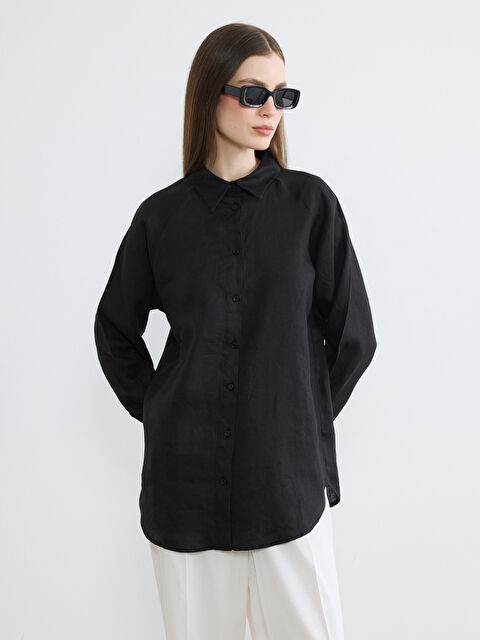 LCW Modest Kadın Uzun Kollu Keten Gömlek - S6K898Z8-CVL