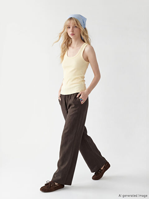 XSIDE Beli Lastikli Loose Fit Kadın Pantolon - S6K921Z8-9A1