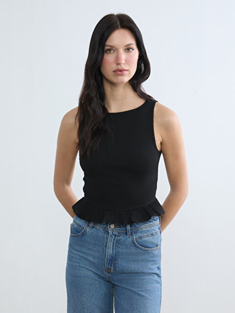 LCW ECO Bisiklet Yaka Fırfırlı Kadın Atlet - S6K936Z8-CVL