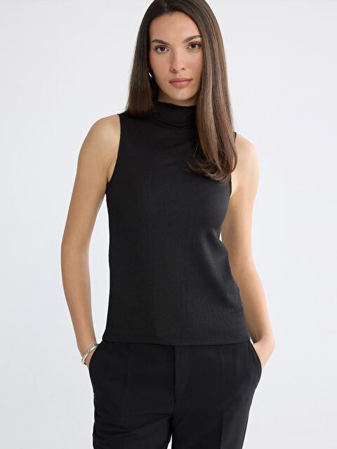 LCW ECO Dik Yaka Dokulu Bluz - S6K947Z8-CVL