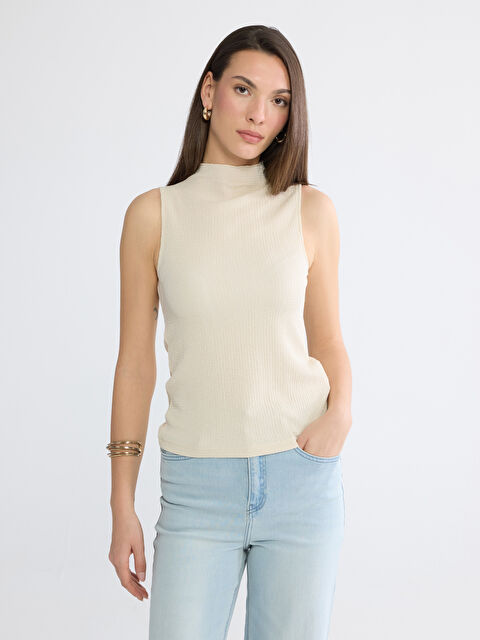 LCW ECO Dik Yaka Dokulu Bluz - S6K947Z8-QW6