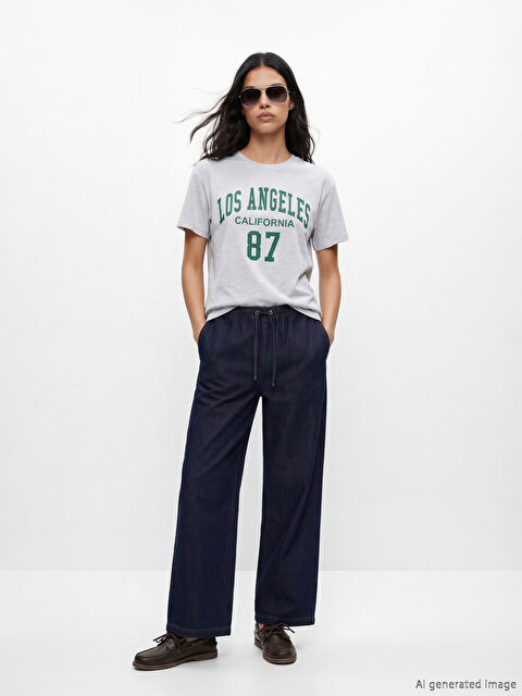 XSIDE Beli Lastikli Wideleg Kadın Jean Pantolon - S6K960Z8-37C