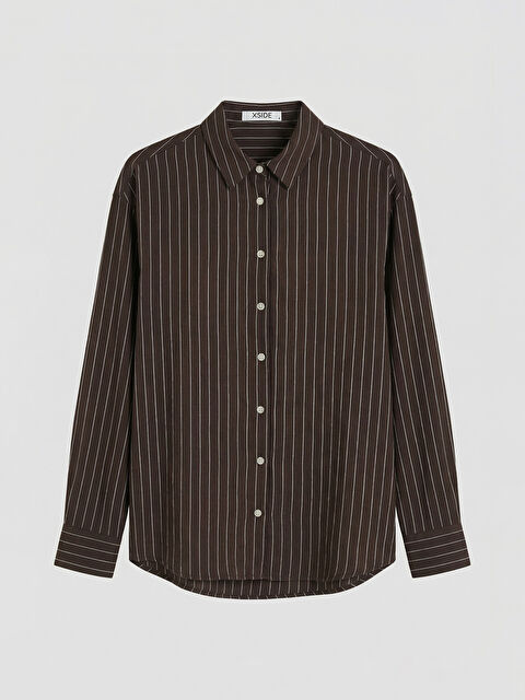 XSIDE Çizgili Oversize Kadın Gömlek - S6K962Z8-LEW