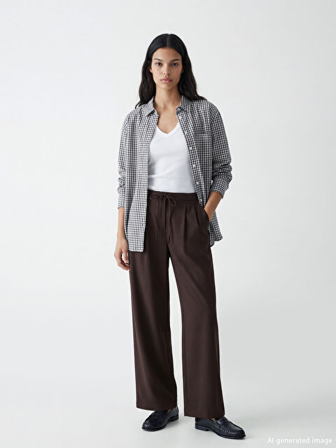 XSIDE Ekose Oversize Oxford Kadın Gömlek - S6K980Z8-LGS