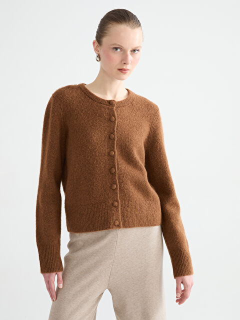 LCW EVERYDAY Crew Neck Women's Knitwear Cardigan - S6KA35Z8-D3C