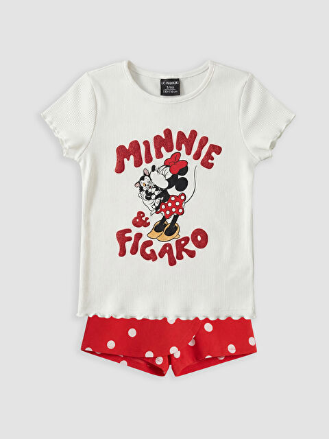 LCW Kids Minnie Mouse Baskılı Kız Çocuk Bluz ve Şort Etek - S6KA64Z1-R9J