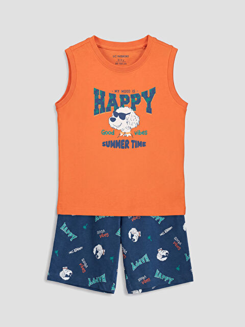 LCW Kids Bisiklet Yaka Erkek Çocuk Şortlu Pijama Takımı