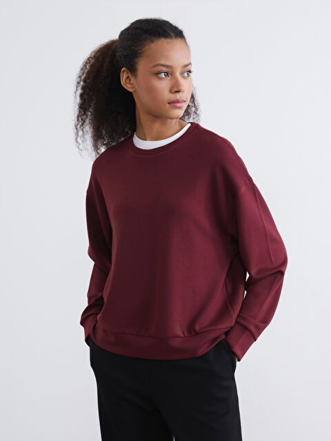 XSIDE Bisiklet Yaka Soft Touch Kadın Sweatshirt - S6KB20Z8-CWK