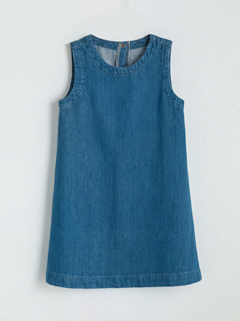 LC WAIKIKI Bisiklet Yaka Kız Çocuk Jean Elbise