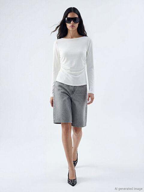 XSIDE Bisiklet Yaka Büzgülü Bluz - S6KB28Z8-R9J